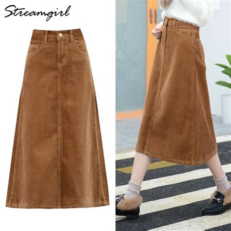 Long Skirt Winter, Winter Skirt Outfit, Long Winter, Corduroy Skirt ...