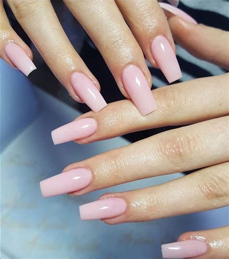 Light Pink Coffin Gel Nails - Tips Color Short Acrylic Nails