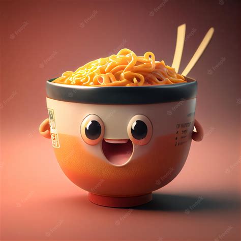 Premium Photo | Cute kawaii noodles bowl 3d character render