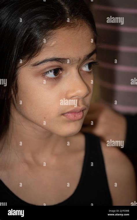 school age indian girl posing    camera stock photo alamy