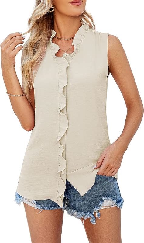 ruffle sleeveless top front ruffle sleeveless blouse glamournaire