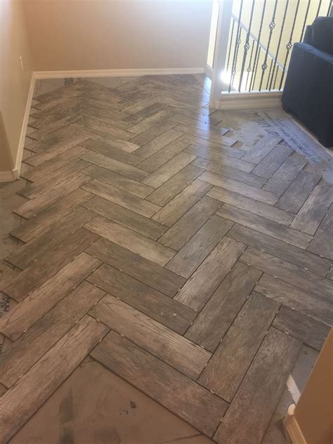 Herringbone Porcelain Tile Floor