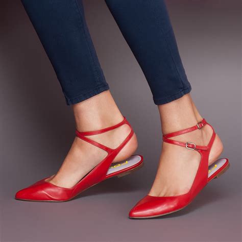 Red Pointed Toe Flats Crisscross Strap Slingback Shoes for Women | FSJshoes