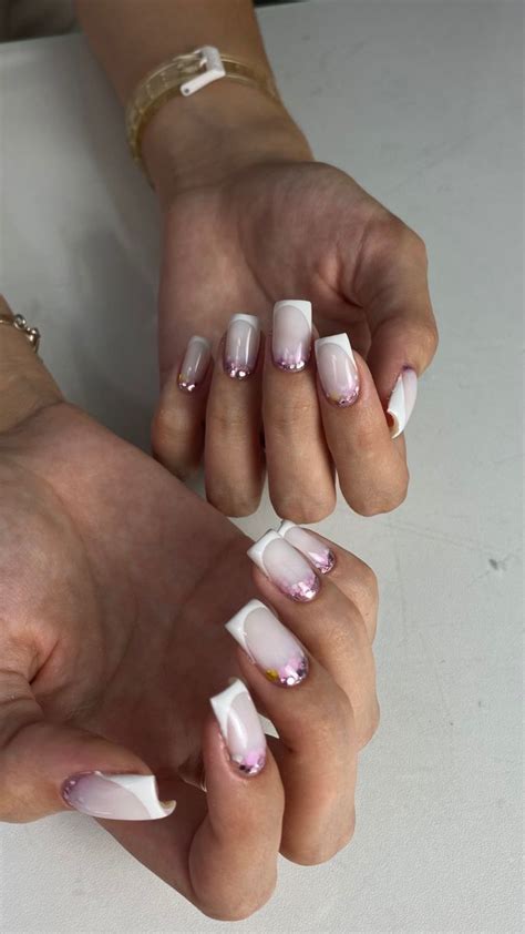Френч с блестками. Французский маникюр . in 2024 | Nails