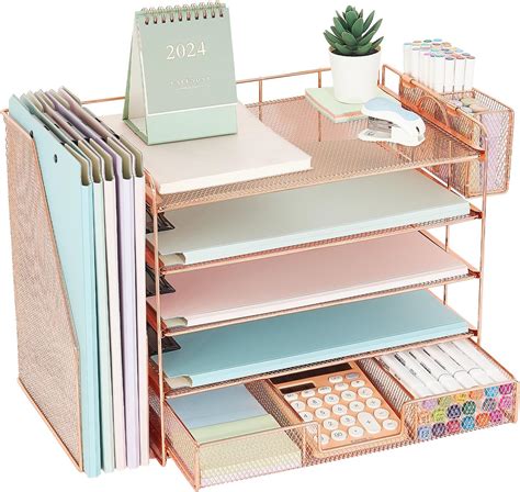 amazoncom youbetia  tier paper letter tray organizer  mesh file