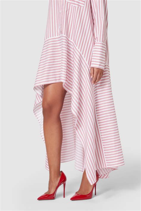 Asymmetrical Red Volant Shirt Dress | Designer Dress by Viktor&Rolf