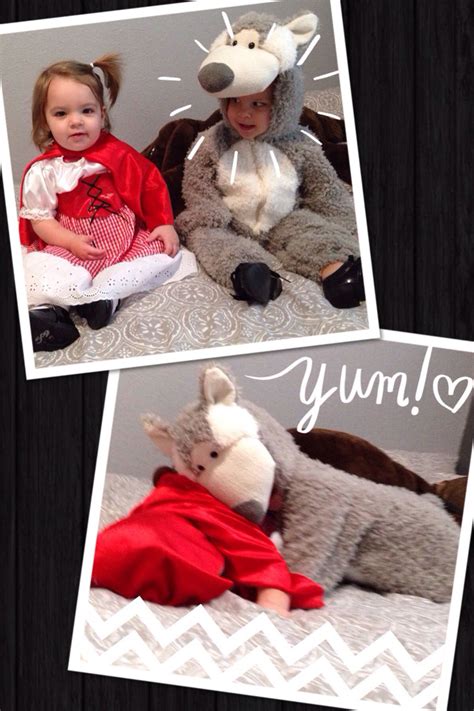 Boy/girl twin costumes for Halloween: little red riding hood and the