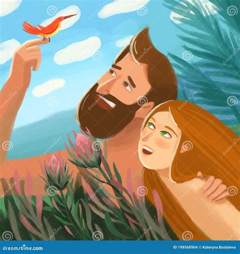Adam And Eve In The Garden Of Eden Royalty-Free Illustration ...