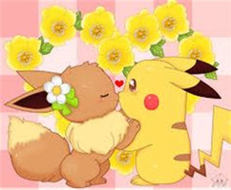 Pikachu Kissing Eevee