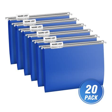 ViVin Heavy Duty Plastic Hanging File Folders with Metal Hook, 1/5-Cut
