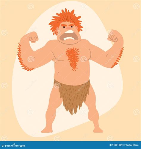 Caveman Primitive Stone Age Cartoon Neanderthal People Character ...