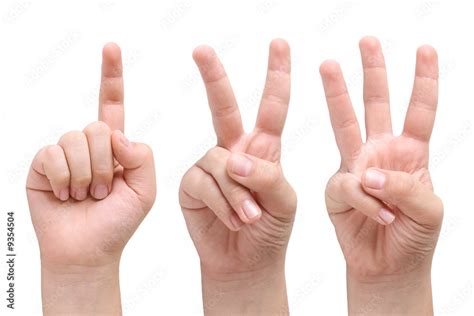 Child hands showing one, two and three fingers Stock Photo | Adobe Stock