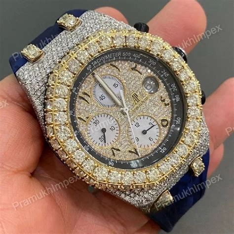VVS Moissanite Fully Iced Out Diamond Watch, Men Wrist Watch, Blue ...
