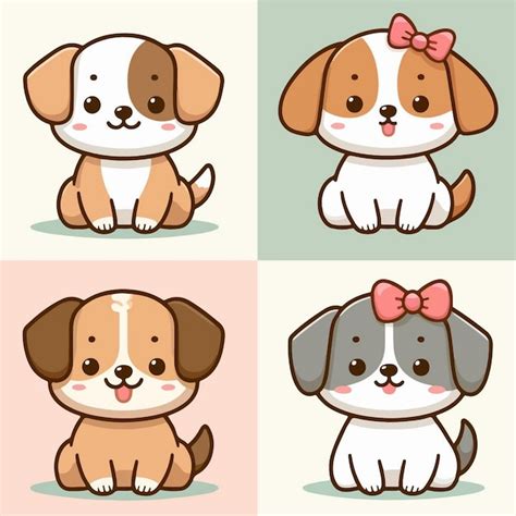 Premium Vector | A series of images of dogs and their faces