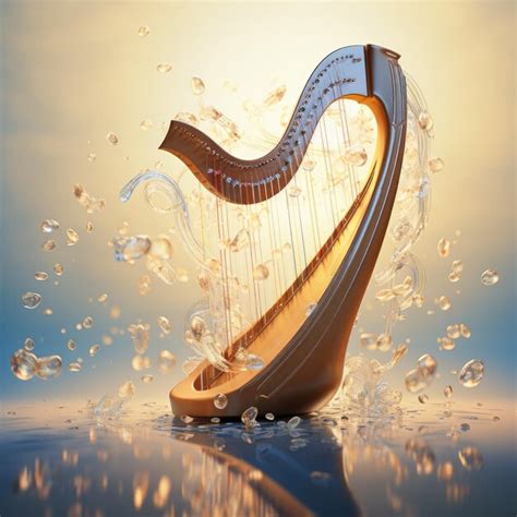 Premium AI Image | Surreal harp with floating musical notes