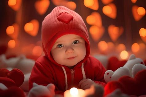 Premium Photo | Baby Valentine girl Valentines Day postcard