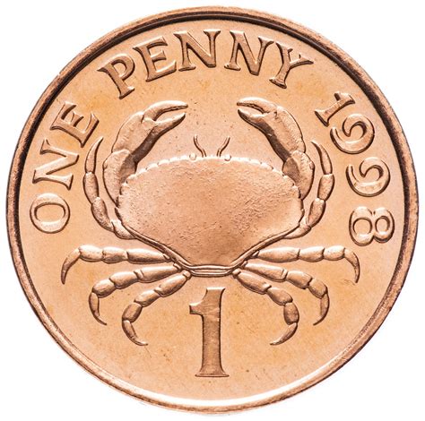 Монета гернси 1 пенни (penny) 1998 стоимостью 178 руб.