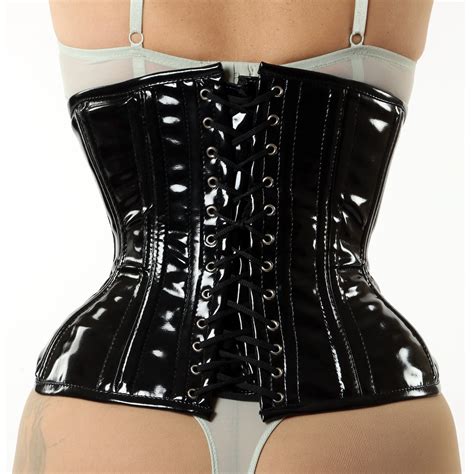 mina pvc double steel boned goth corset  colors