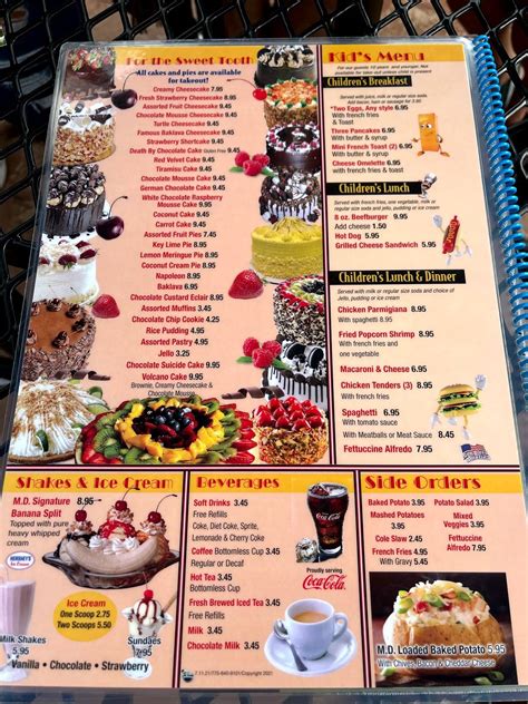 Menu at Marietta Diner restaurant, Marietta