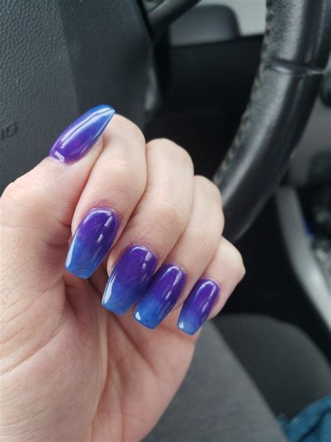 Blue and Purple Ombre Dip Nails