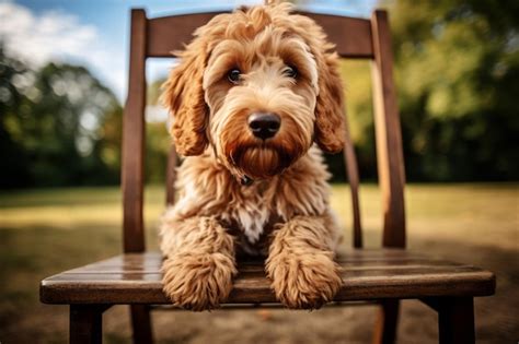 Premium AI Image | Adorable Goldendoodle Captivates with Kitchen Charm ...
