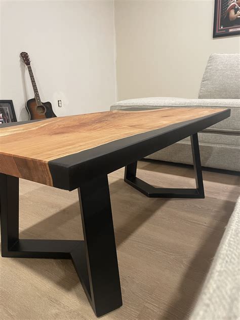 Maple & Matte Black Epoxy Coffee Table - Etsy