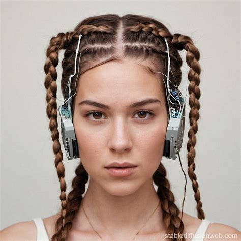 woman  brown hair  internal electronics stable diffusion