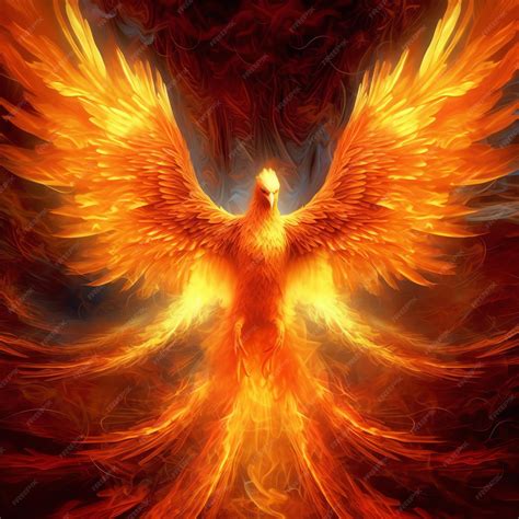 Ave fénix con las alas extendidas levantándose ardiendo en llamas Poder