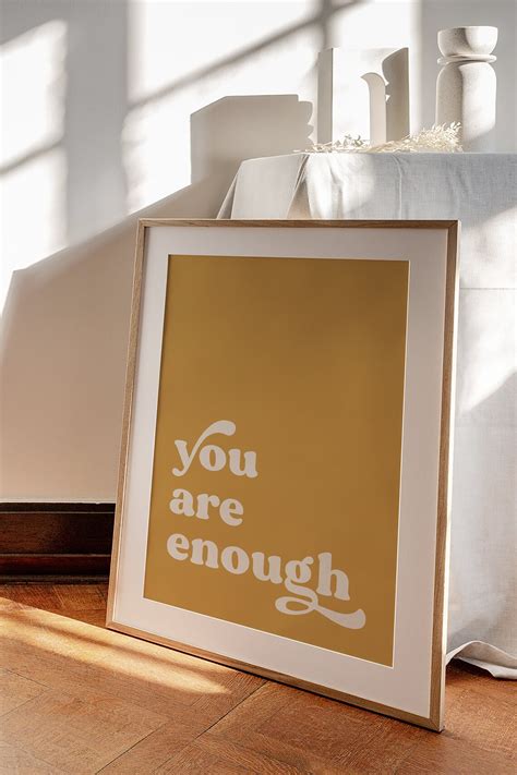 You Are Enough Poster Feminist Poster Mustard Yellow Decor | Etsy