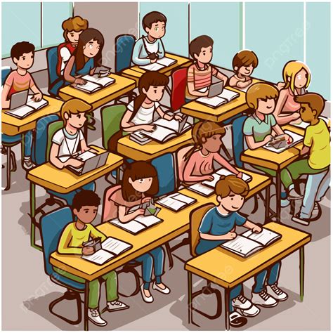 classroom students cartoon