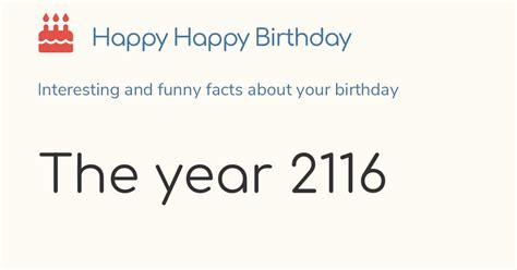 The year 2116: Calendar, history and birthdays