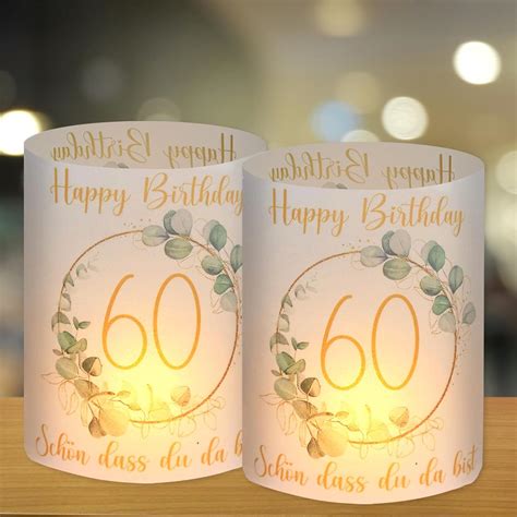 Amazon.de: 12 Windlicht Tischdeko 60 Geburtstag, 60 Jahre Happy ...