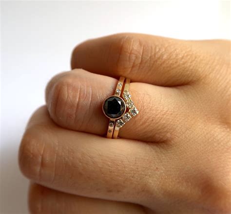 Black Diamond Ring, Solitaire Engagement Ring, Solitaire Black Diamond ...