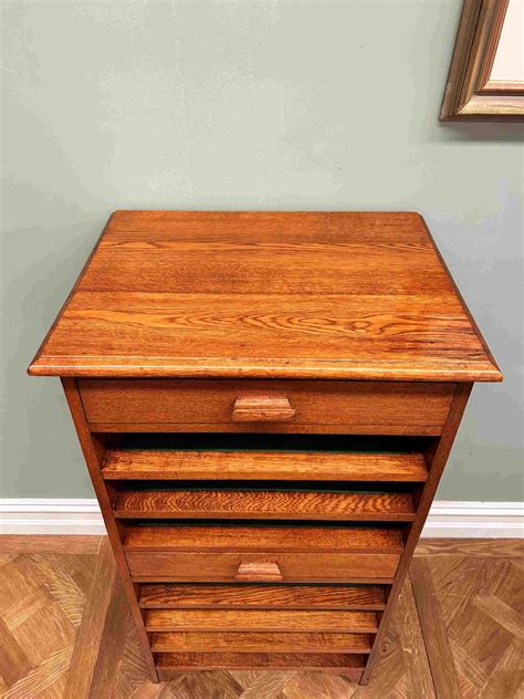 #7769 Oak Flat File With Drawers - Seanic Antiques