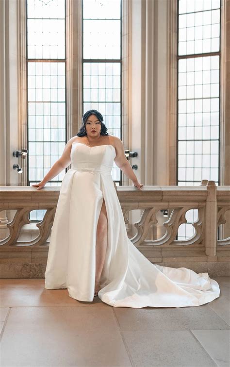 Plus-Size Simple Silk A-Line Wedding Dress | True Society Bridal