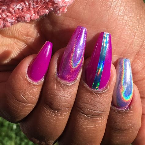 Neon and holo pigment. No polish! Nails by me!! | Nails, Nail designs