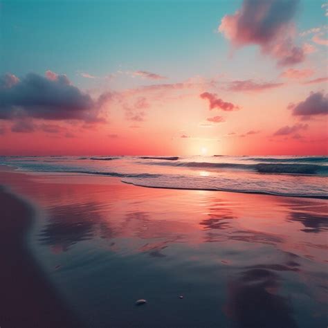 Premium AI Image | Dawn's Embrace Minimalist Beach Sunrises