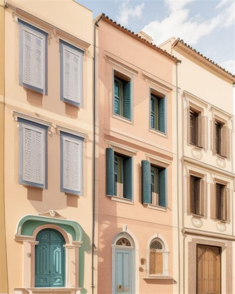 mediterranean revival exterior shot italian houses in soft hues ...