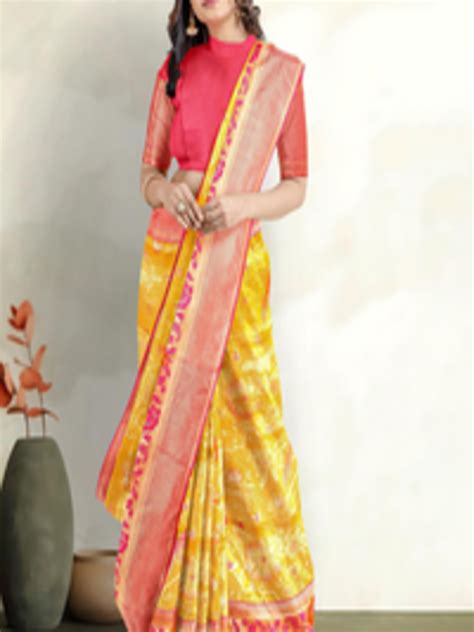 Buy Kalamandir Floral Motif Woven Design Zari Banarasi Saree - Sarees ...