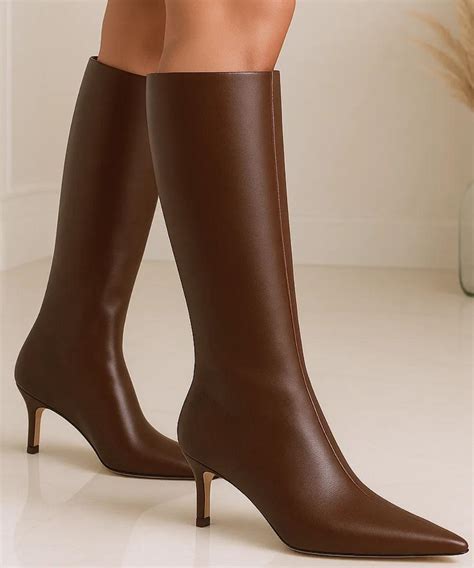 Bota Cano Longo E Salto Fino - Bota Feminina Cano Longo em Couro Salto Fino Elegante – Anellimn