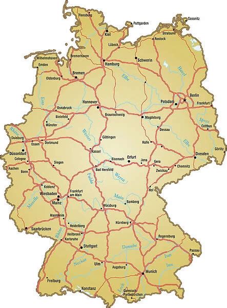 Map of Germany with all names of the main cities Our beautiful Wall Art ...