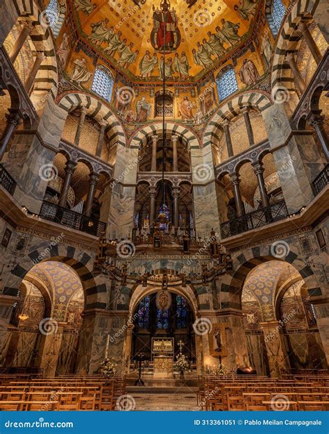 Beautiful Details in the Interior of the Aachen Cathedral. Editorial