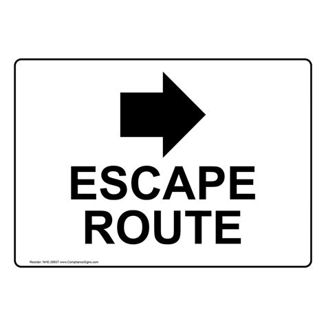 Escape Route [Right Arrow] Sign With Symbol NHE-28837