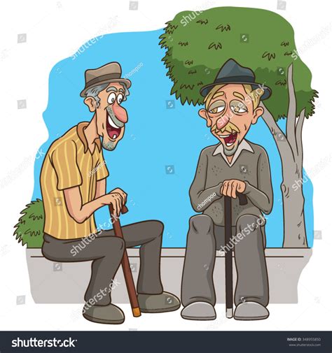Two Senior Men Friends Sitting Talking: เวกเตอร์สต็อก (ปลอดค่าลิขสิทธิ์