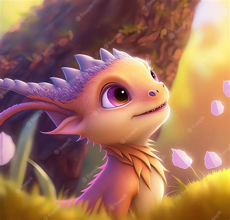 Premium Photo | A cute adorable baby dragon lizard 3d illustation ...