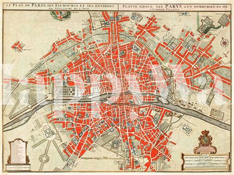 Vintage Paris Map Antique Wallpaper - Buy Online at Happywall