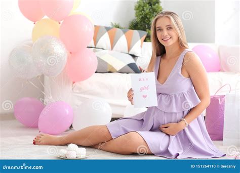 Beautiful Pregnant Woman at Baby Shower Party Stock Photo - Image of ...