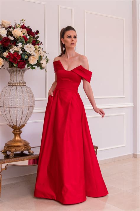 Vestido Vermelho Festa - VESTIDO DE FESTA EVASÊ VERMELHO TAFETÁ DE SEDA COLEÇÃO RED CARPET ...
