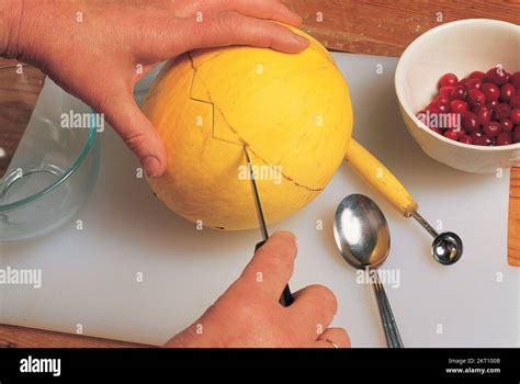 cutting  zig zag shape   melon stock photo alamy
