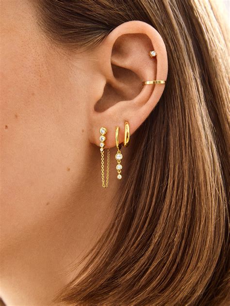 Jenelle 18K Gold Earring Set - Gold/Pavé in 2025 | Earings piercings
